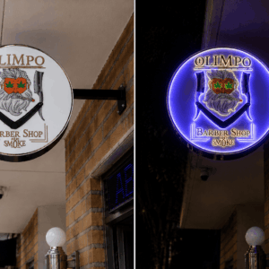 Aviso luminoso redondo acrilico doble cara
